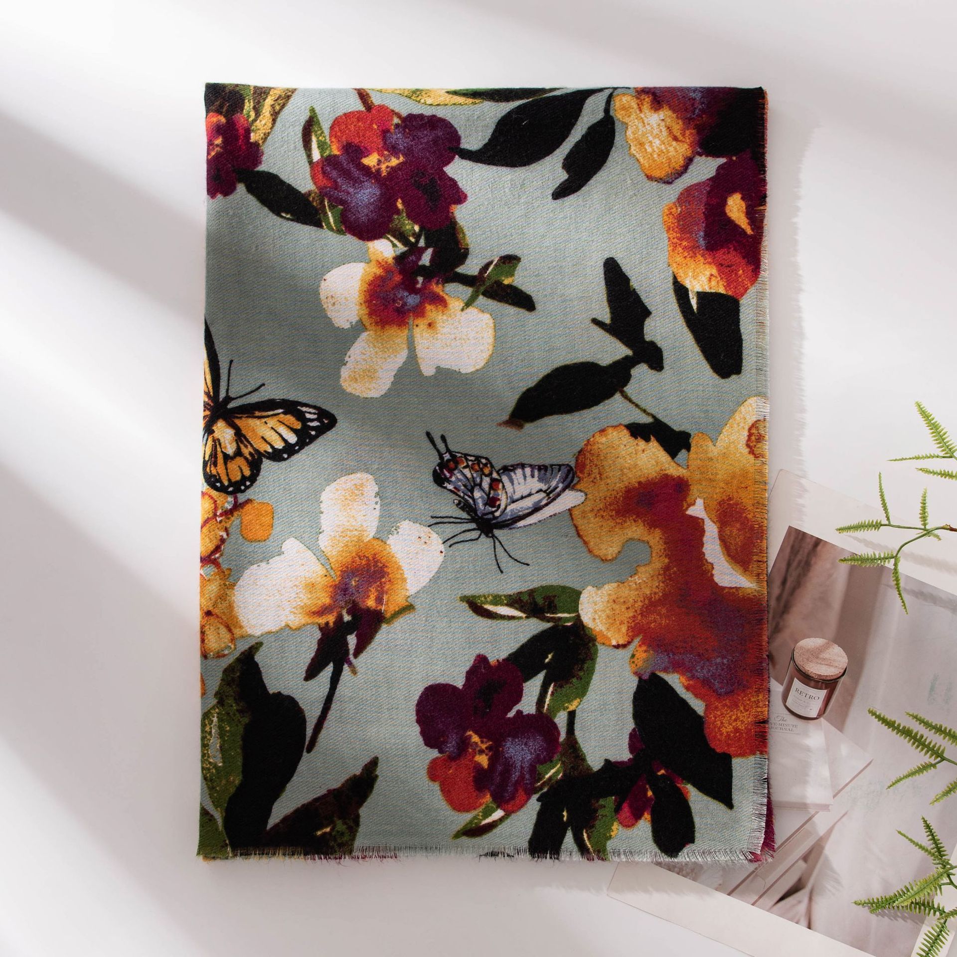 Artificial Cashmere Scarf Female Plant Print Fashion Commuter